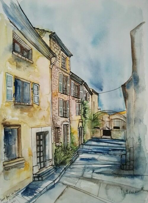 watercolor aquarelle saint paul de vence france 1