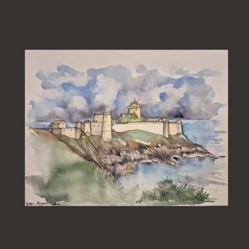 aquarelle fort la latte bretagne (2)