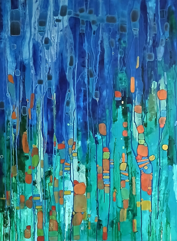 Éclats des vitraux grand tableau abstrait moderne 90cm x 120cm