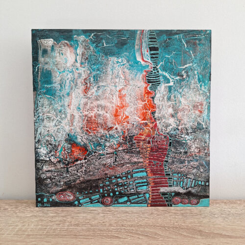 La ville en cendres - Petit tableau abstrait - 30cm x 30cm – Image 5