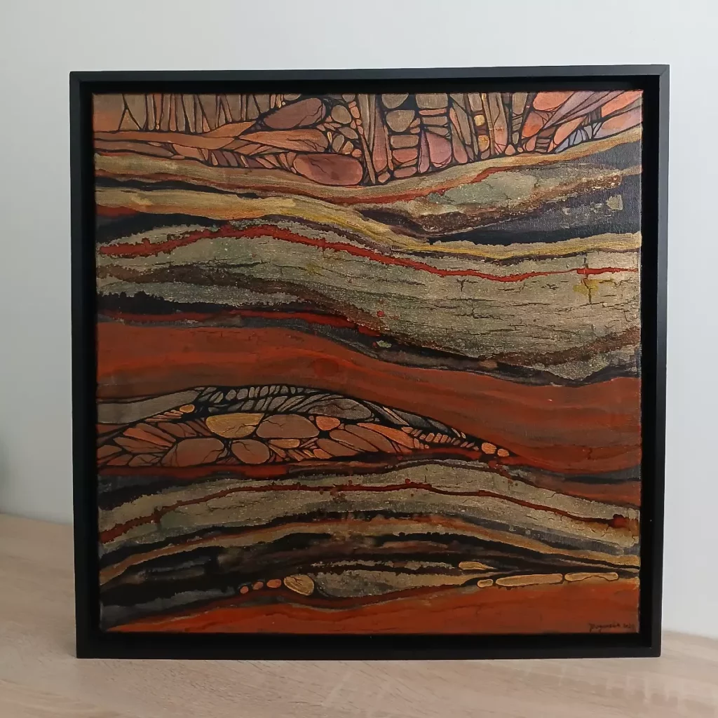 chroniques de la terre tableau abstrait 50cm x 50cm