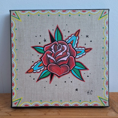 la rose rouge peinture tableau old shool