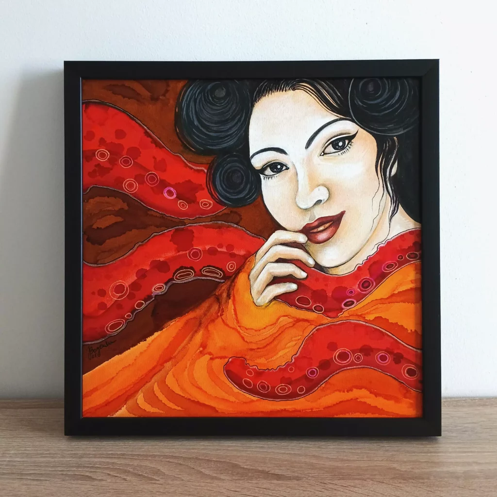 tableau geisha peinture 2